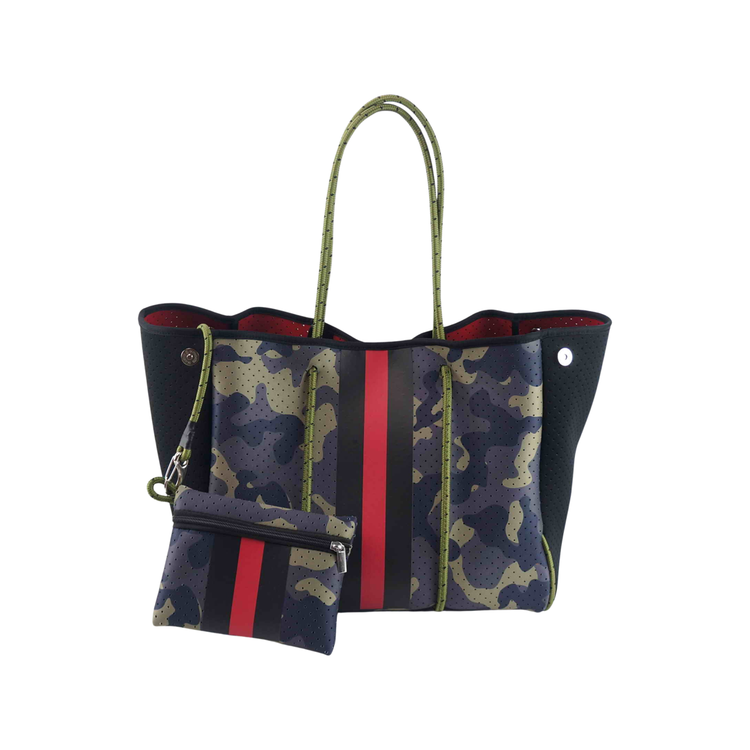 Red Camo Neoprene Tote Bag 