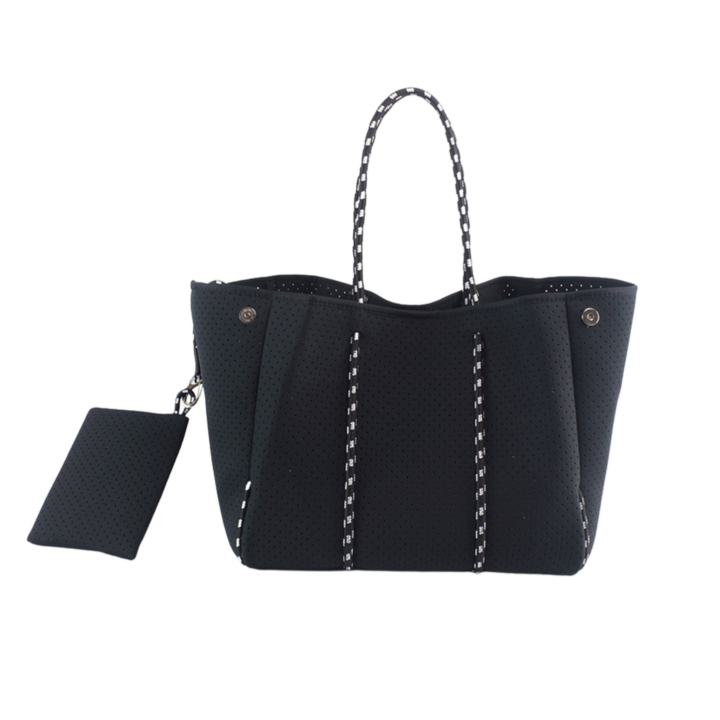 Black neoprene tote bag