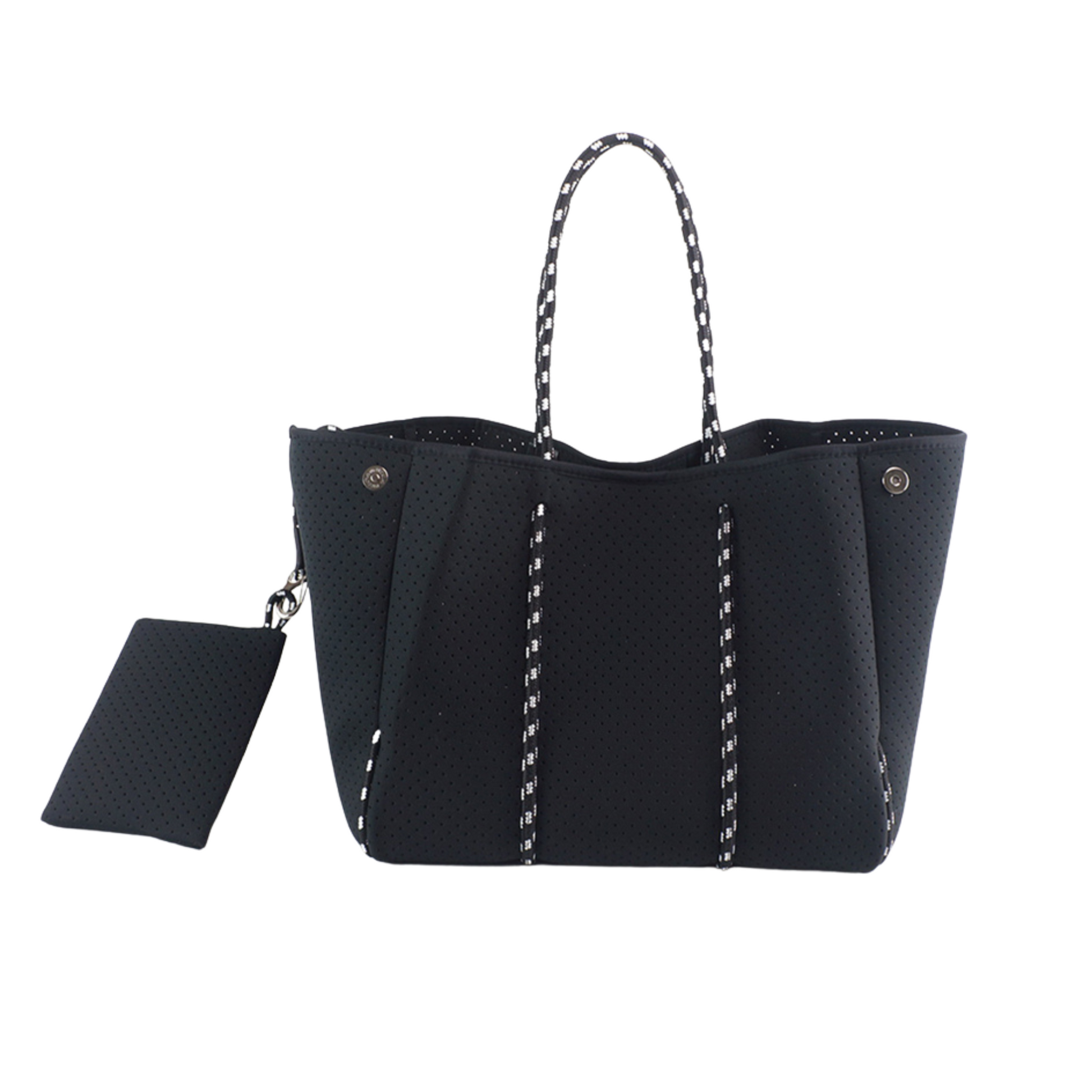 Black neoprene tote bag